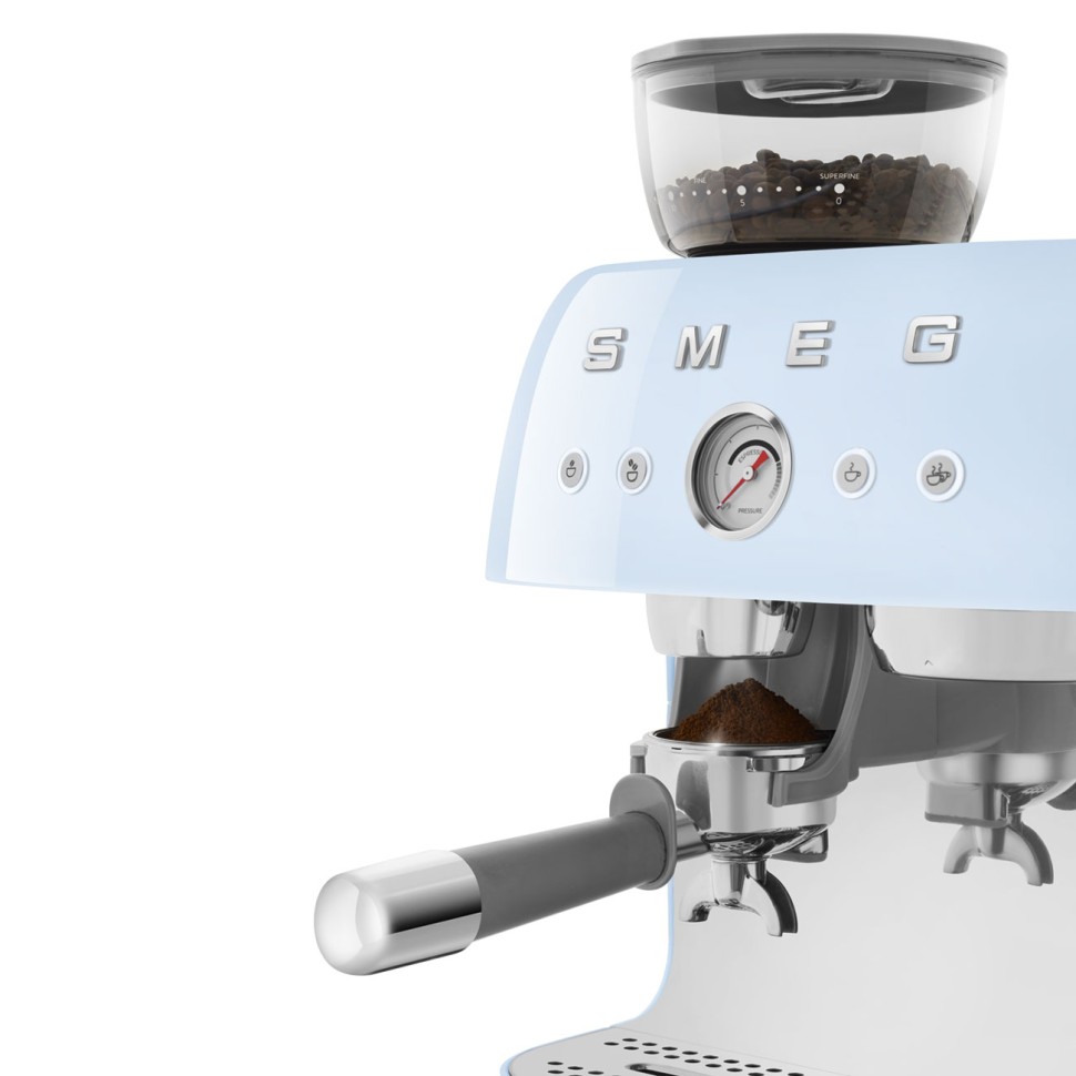 SMEG EGF03PBEU Кофемашина-эспрессо со встроенной кофемолкой, цвет пастельный голубой