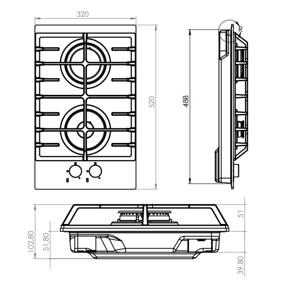 Газовая варочная панель Konigin Flash 302 BKG
