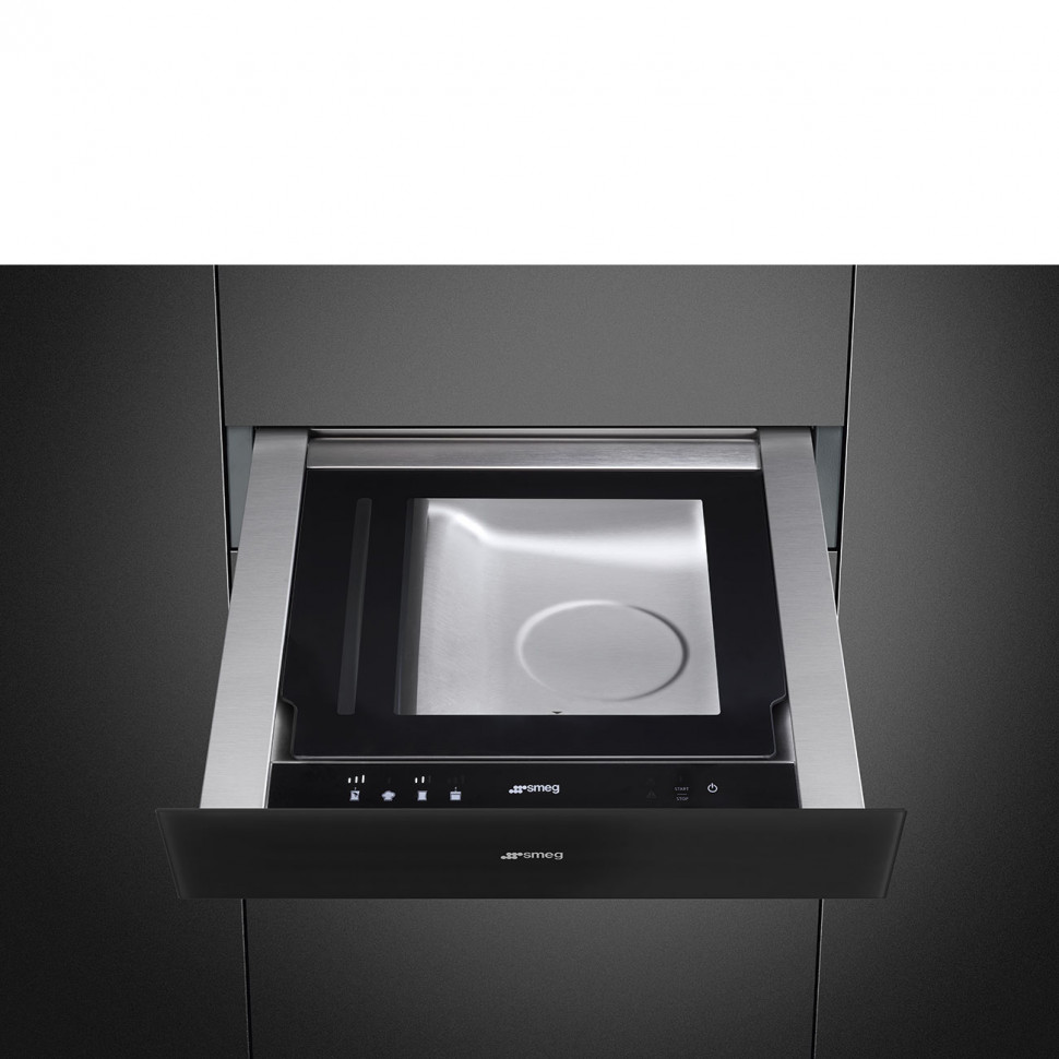 SMEG CPV115B3 Вакууматор, 60 см, высота 13,5 см, чёрное стекло, открывание PUSH