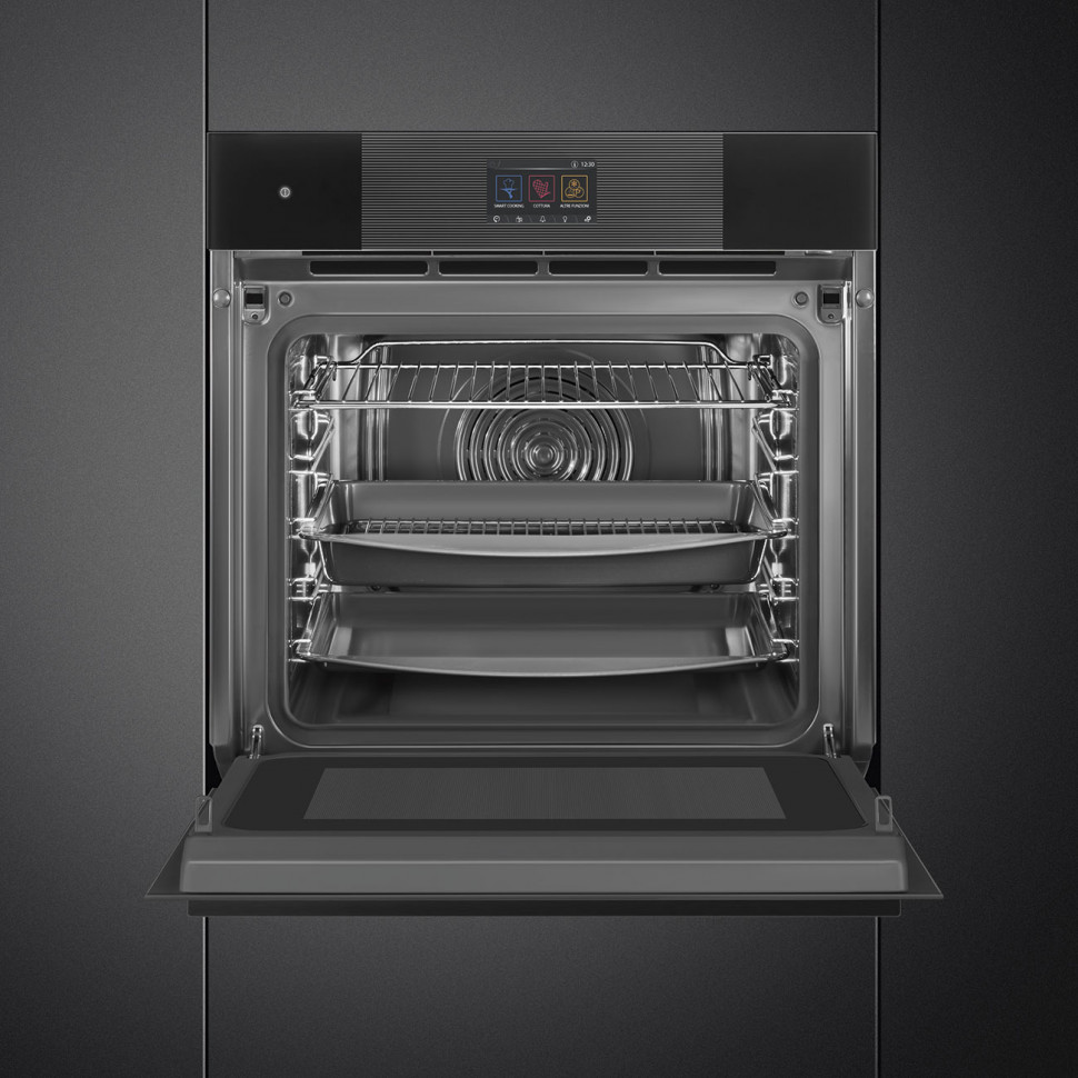 SMEG SO6104APB3 Многофункциональный духовой шкаф с технологией Multitech, 60 см, 25 функций, стекло Deep Black (чёрное)
