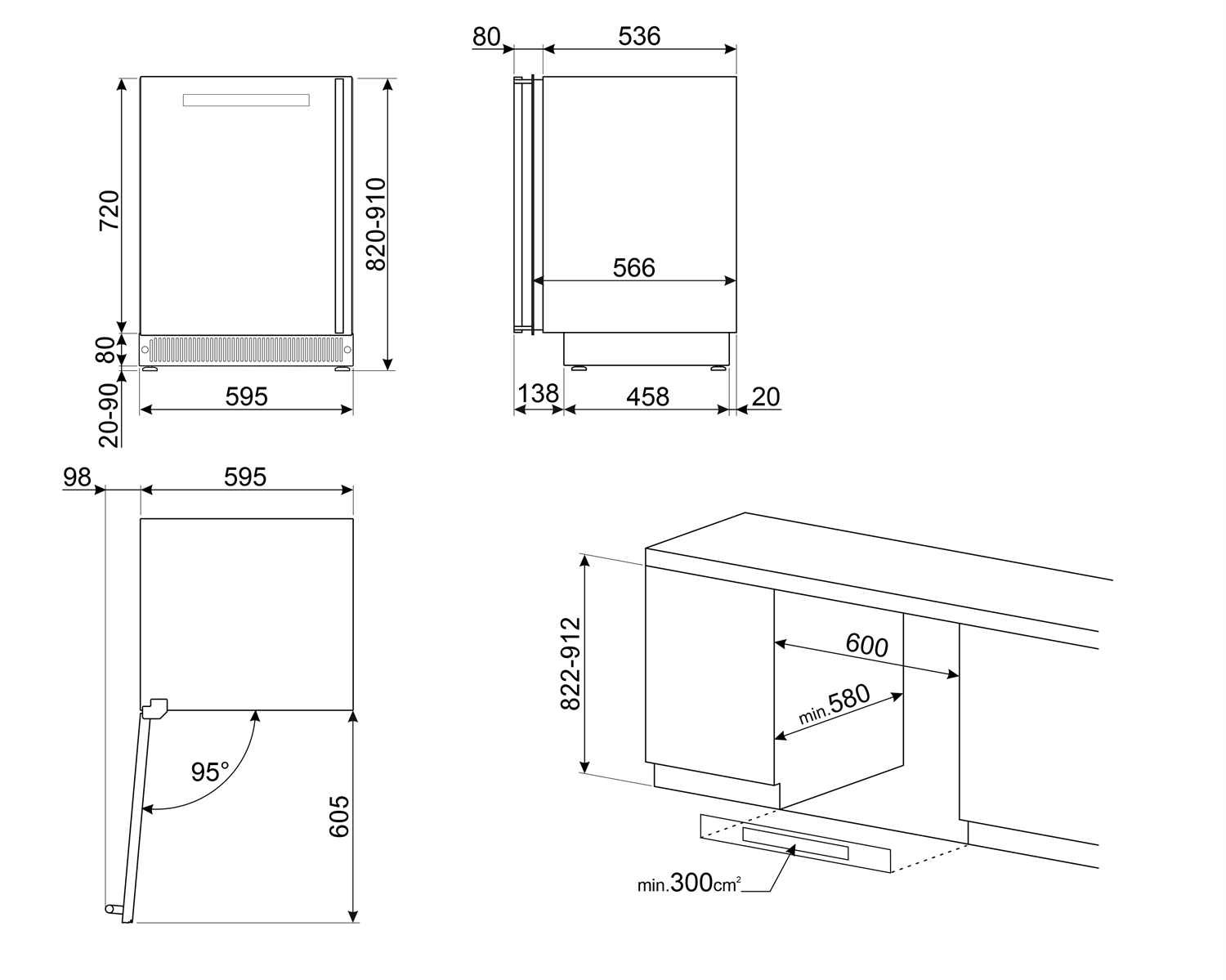 SMEG CVI138LG Холодильный шкаф для вина встраиваемый, 82 см, цвет Neptune Grey