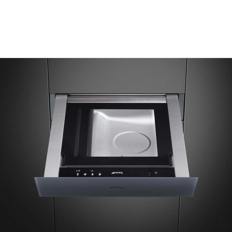 SMEG CPV115G Вакууматор, 60 см, высота 13,5 см, стекло Neptune Grey, открывание PUSH