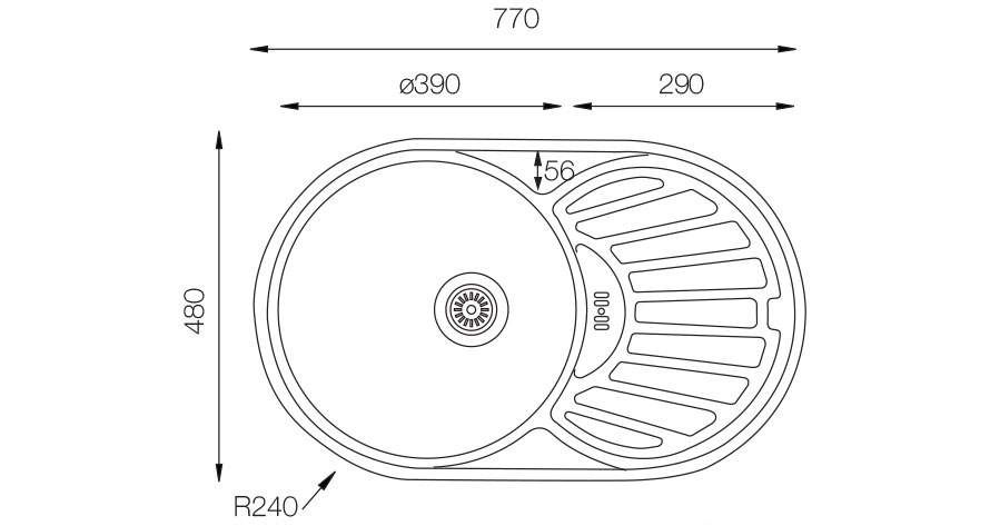кухонная мойка TopZero FAL770.480.GТ6K, нержавеющая сталь